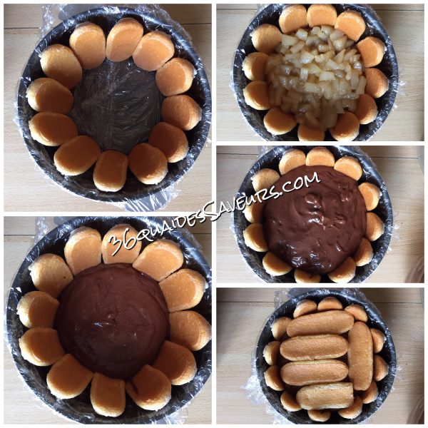 Charlotte chocolat et poires caramélisées